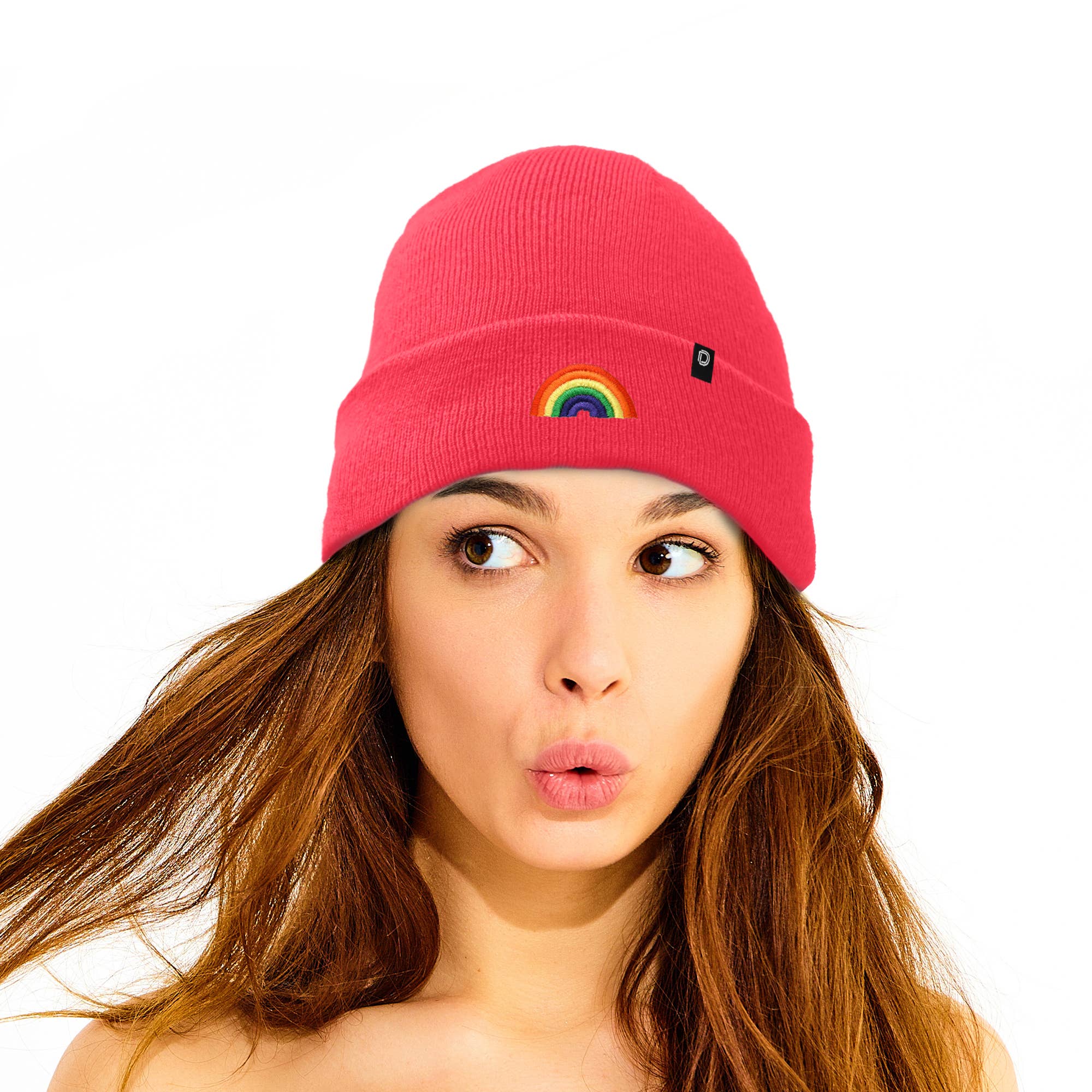 Dalix - Wholesale Beanie - Women's - Dalix Embroidered Rainbow Beanie Cap Cuffed Knit Hat Women53
