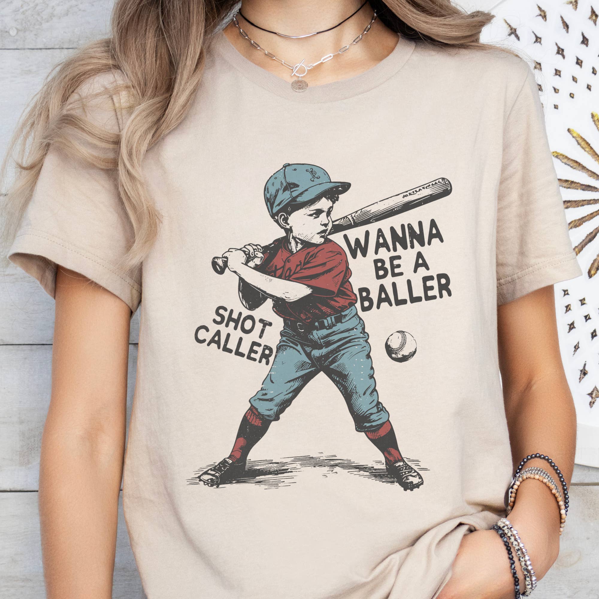 Par.tees by Party On! - Wholesale T-Shirt (Graphic) - Women's - Baseball Raising Baller Bat Sports Little League Graphic Tee2