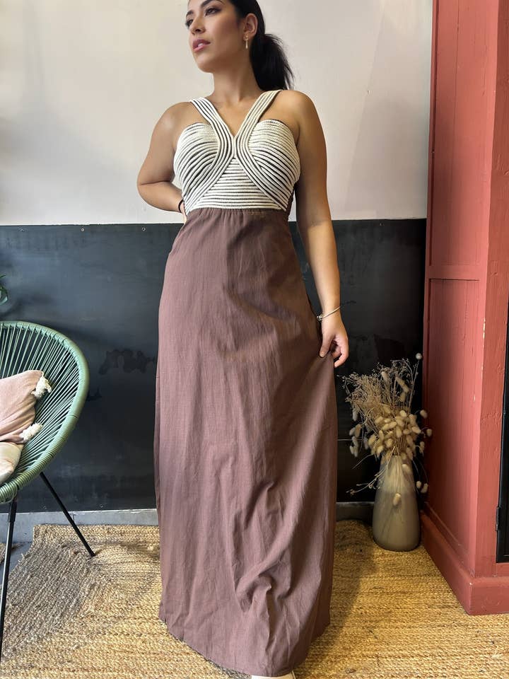 MAGNVS - Wholesale Dress - Women's - 607 COTTON STRAP DRESS WITH ROPE CHEST1