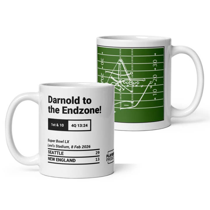Seattle Seahawks Greatest Plays Mug: Darnold to the Endzone! (2026) for wholesale by Playbook Products