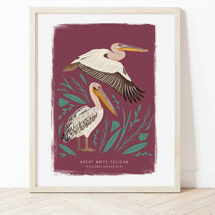 Grande stampa pellicano bianco per la vendita all'ingrosso da parte di Bea Baranowska Illustration