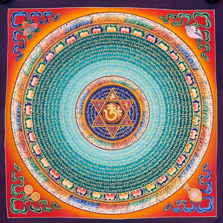 Om Mantra Mandala Thangka för wholesale av Art Of Tibet