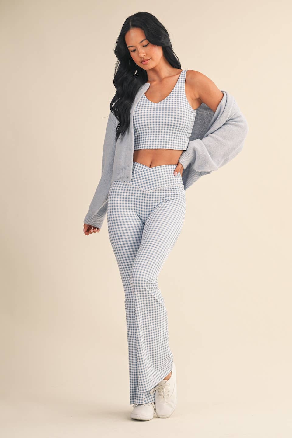 KIMBERLY C - Wholesale Sports Bra - Women's - Gingham Print Aligned Performance Cropped Tank Top17