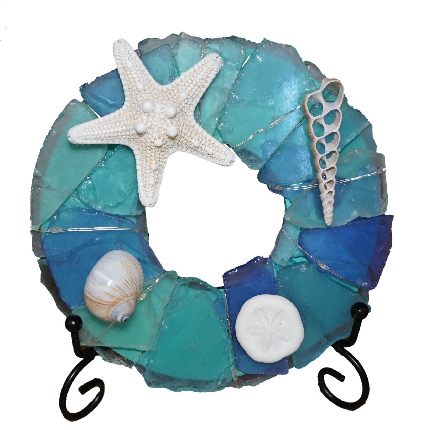 A SEAGLASS CREATION/SALTY SIGNS DESIGNS – wholesale Artificial Christmas tree – Seaglass light up Christmas wreath 5