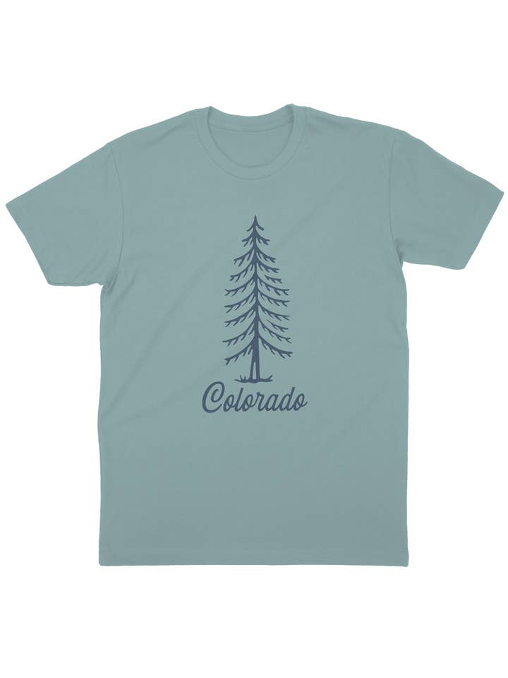 Camiseta retro "Colorado Tree" de manga corta para adultos para venta al por mayor de Buffalo Mountain Print + Supply