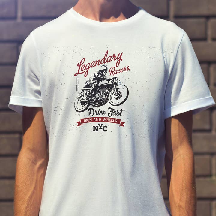 Legendary Racers Motorrad-T-Shirt für den Großhandel von Emogifts