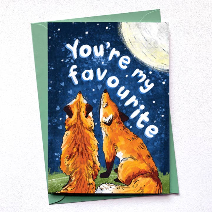 Fox Valentine's Day card for wholesale by Alexia Claire Ltd