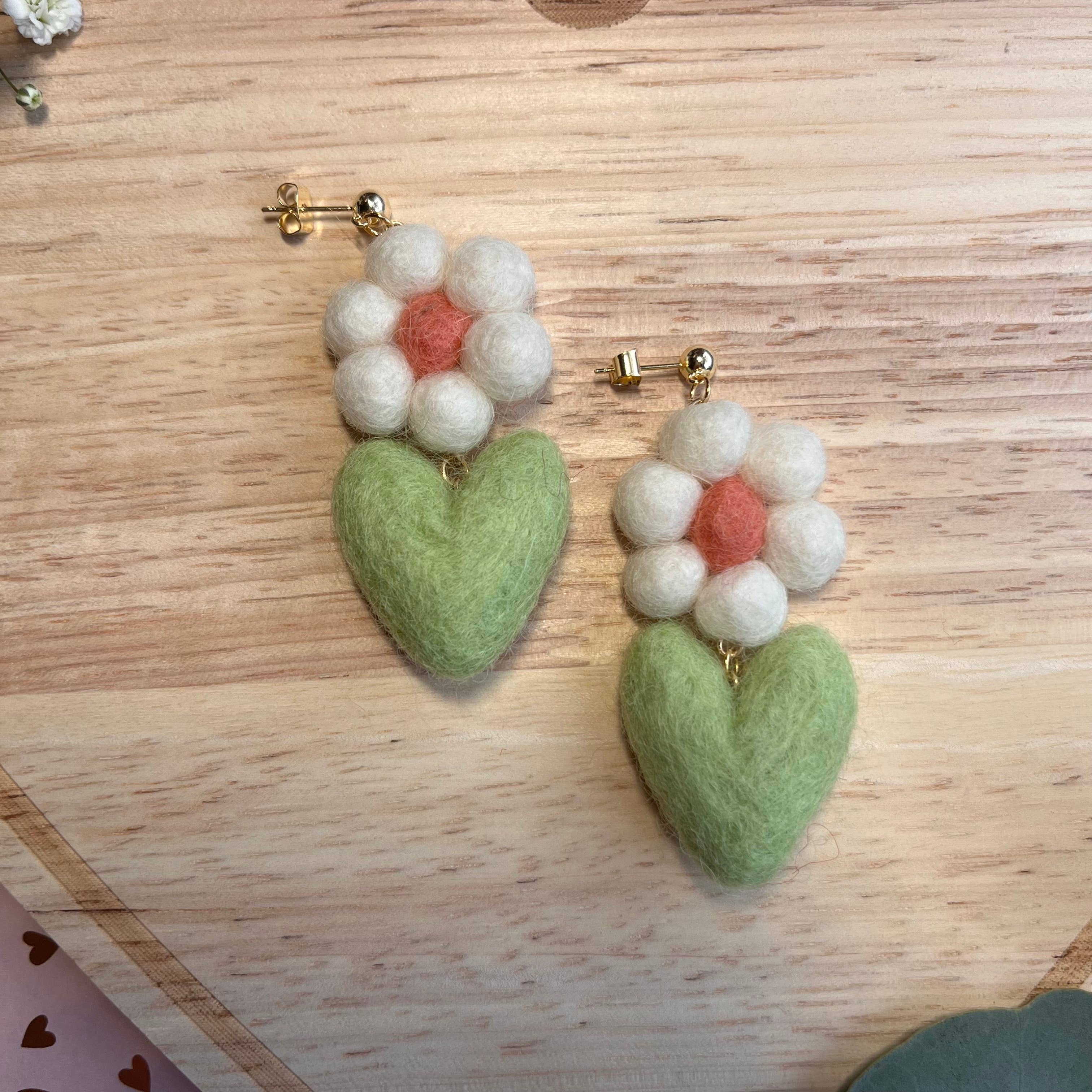 Honey Loom Designs - Wholesale Dangle Earrings - Blooming Heart Felt Spring Earring1