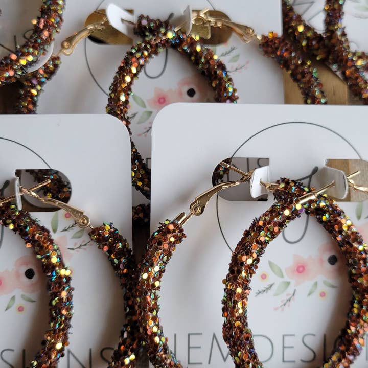 JEMdesigns - Wholesale Hoop Earrings - Glitter Hoop Earrings in brown