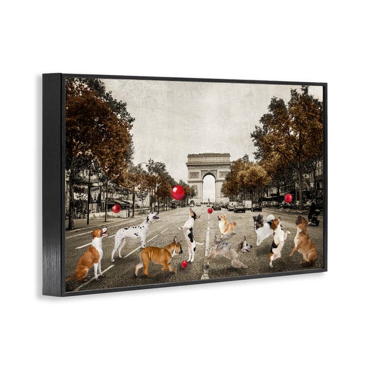 Stupell Industries - Wholesale Wall Sign - Dogs Playing Among Architecture - Framed Wall Art13