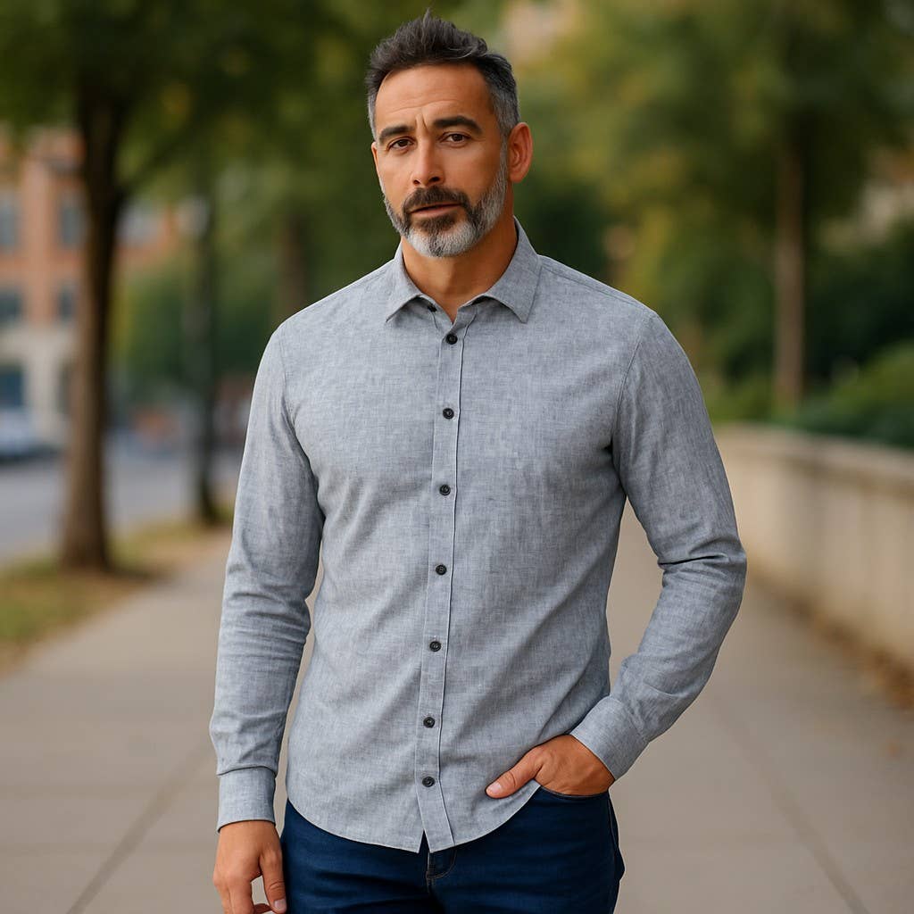 Wear Sierra - Wholesale Shirt - Men's - Men's Turkish Cotton Long Sleeve Button Up Shirt2