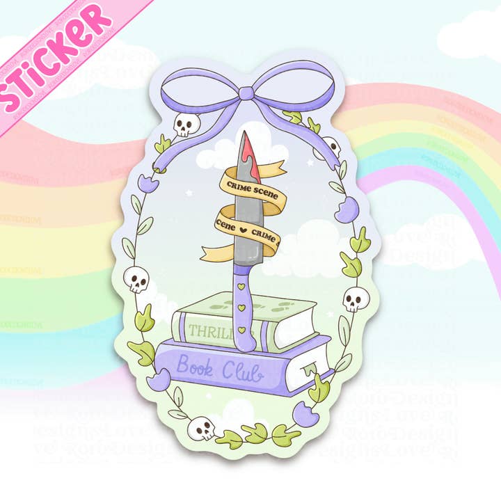 Thriller book club floral pastel sticker for kindle for wholesale by RoroDesignsLove