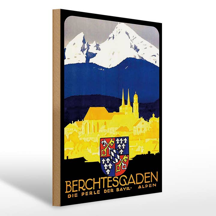 Wooden sign 30x40cm Berchtesgaden Pearl of the Bavarian Alps for wholesale by Femer