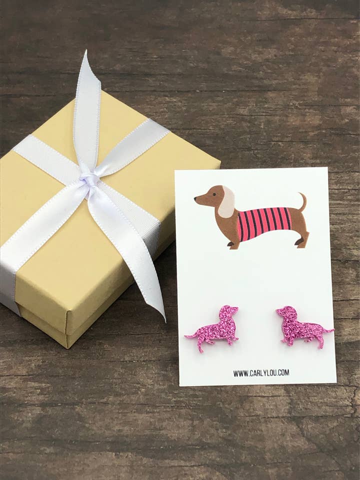 Dachshund Earrings - Doxie Earrings - Winter Doxie Sweater for wholesale by Carly Lou