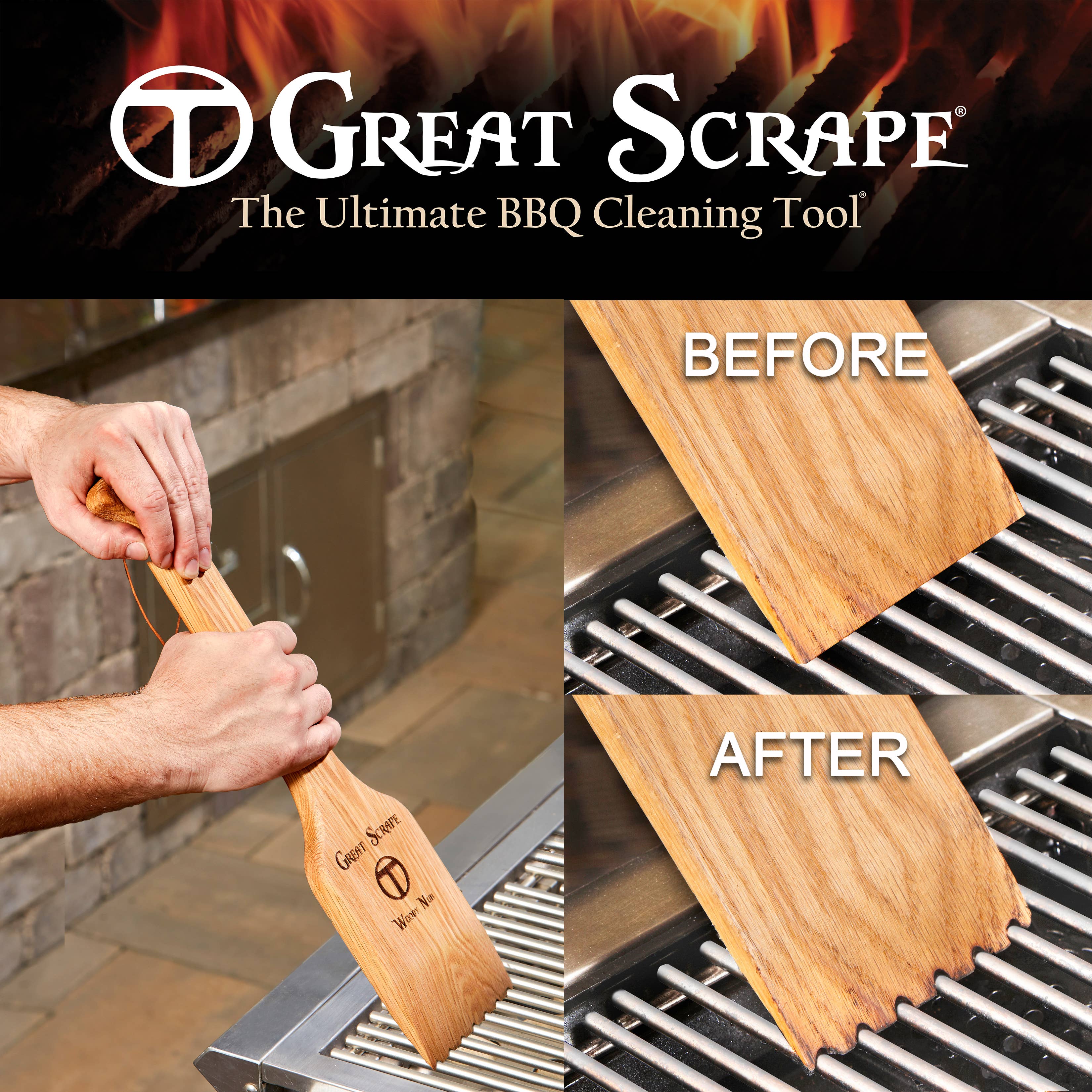 Great Scrape - Wholesale Outdoor Grill Tools - Woody Nub - BBQ Cleaning Tool & Guys Gift7