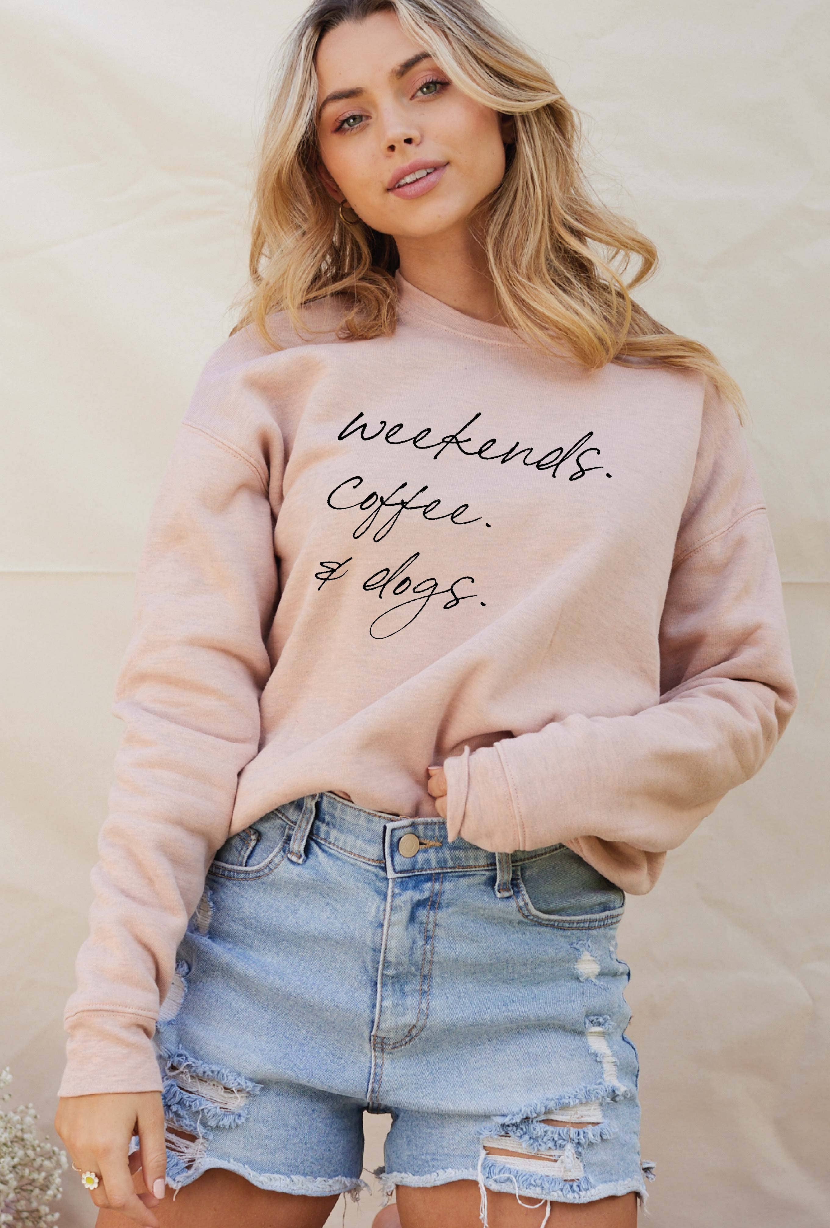 OAT COLLECTIVE - Venta al por mayor Sudadera estampada - Mujer - Sudadera estampada WEEKENDS COFFEE AND DOGS12