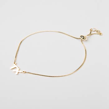 Jonne Amaya - 14K Solid Chain Personalized Pave Initial Heart Charm Bracelet American Contemporary Gold