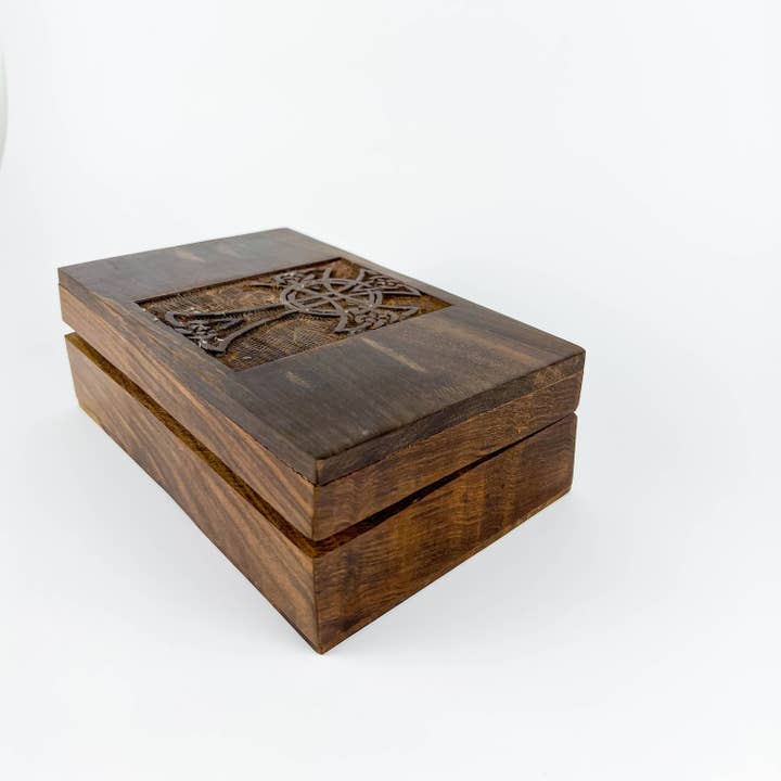 GREENROOTS USA LLC – wholesale Decorative box – Celtic Cross Wooden Box 5X8"