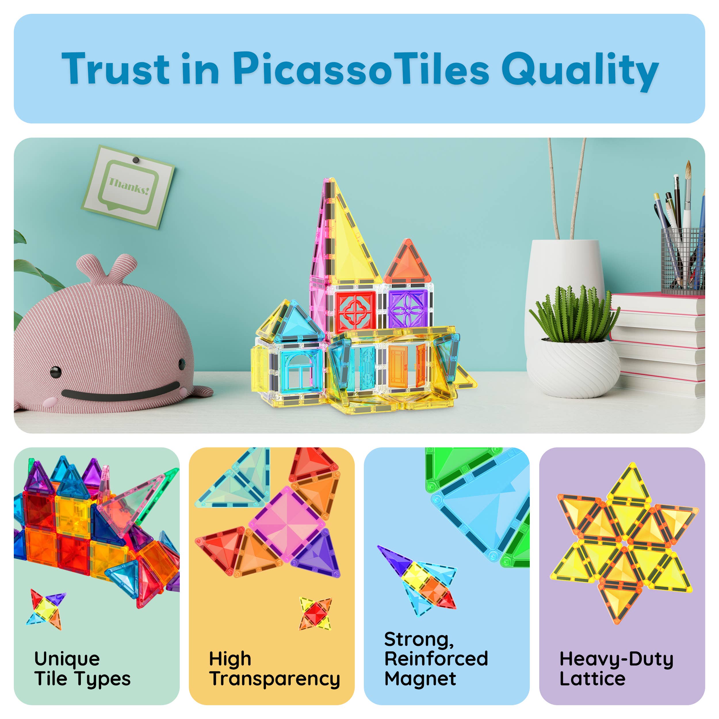 PicassoTiles - Wholesale Toy Set - Kids - PicassoTiles 48 Pieces Travel Size Magnetic Tiles Toy7