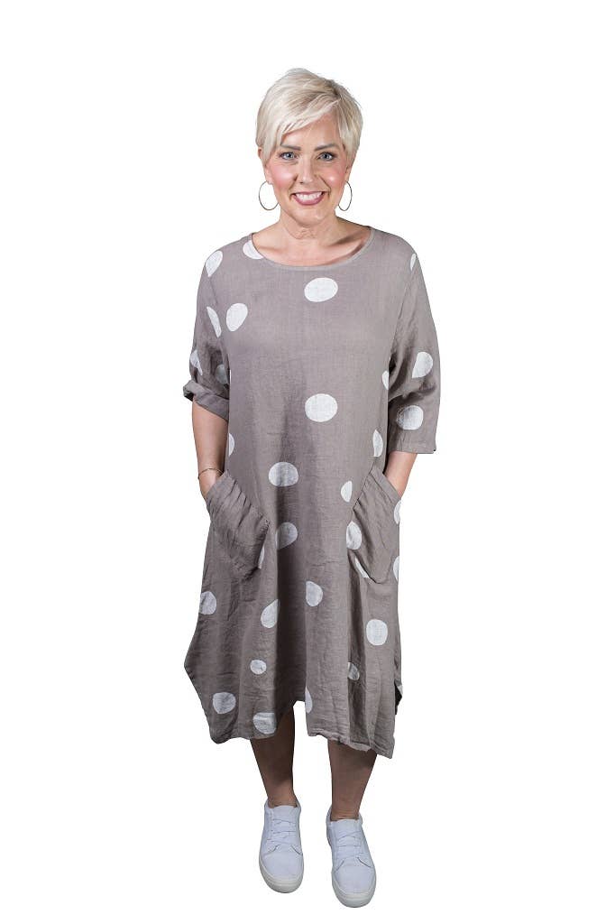 TINA Stephens Italy/Tees By Tina - Vendita all'ingrosso Vestito - Donna - Abito tascabile a pois di aprile (DSS165)1