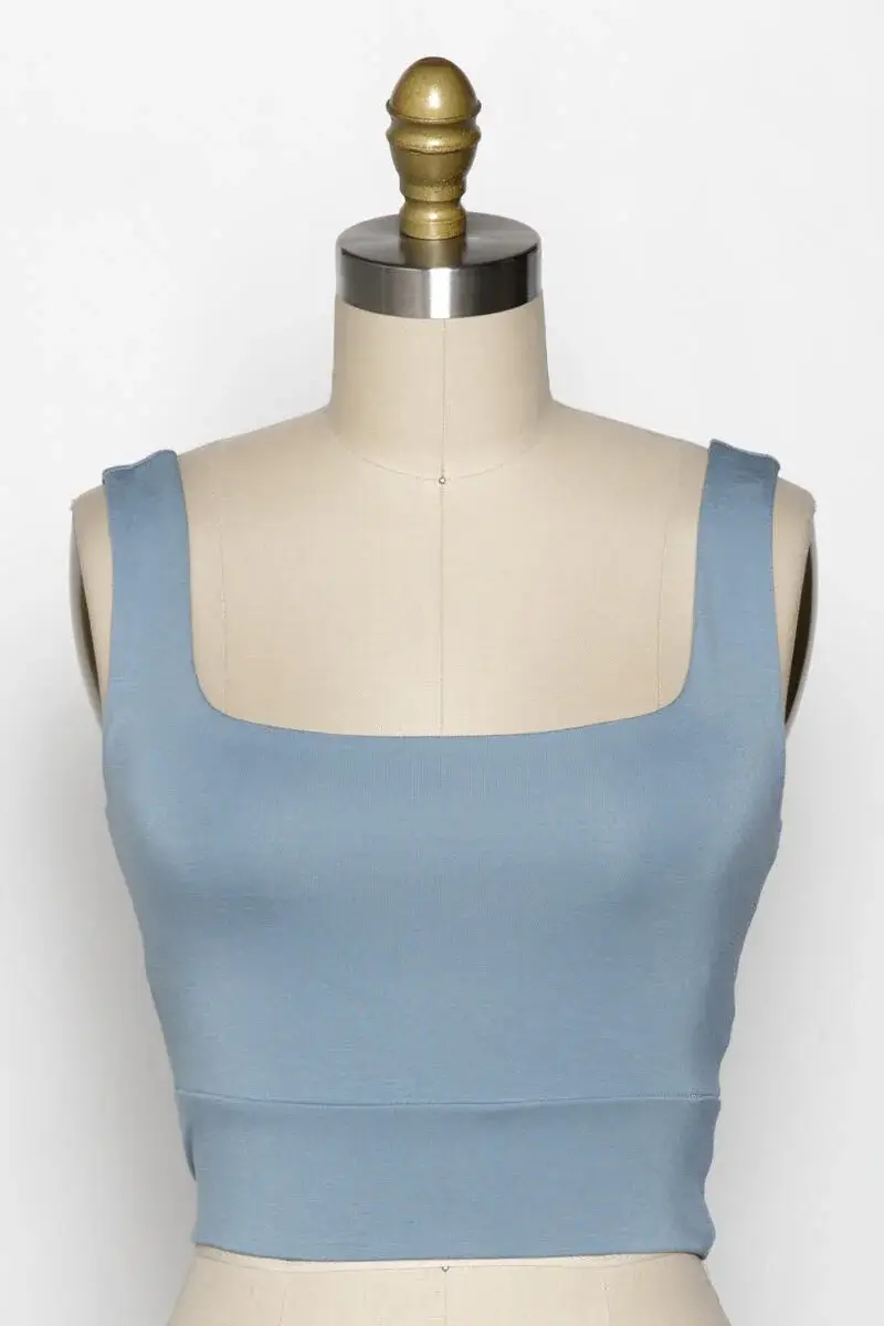 Final Touch - Wholesale Knit Top - Women's - Square Neck Fitted Crop Top - T1685938