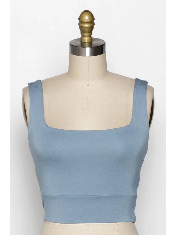 Final Touch - Wholesale Knit Top - Women's - Square Neck Fitted Crop Top - T1685938