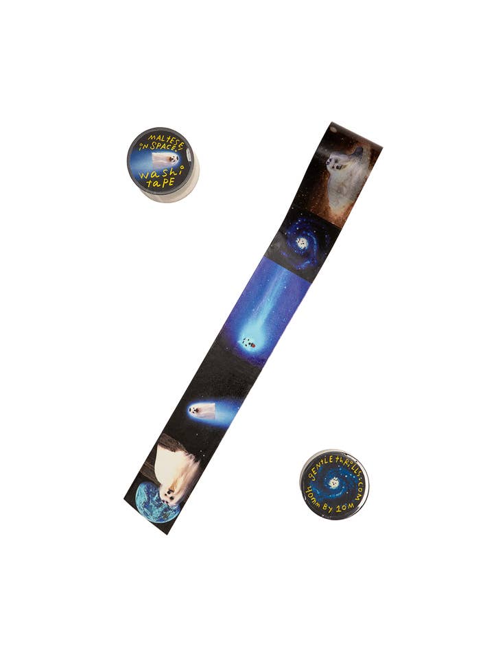 maltese in space washi tape for wholesale by gentle thrills