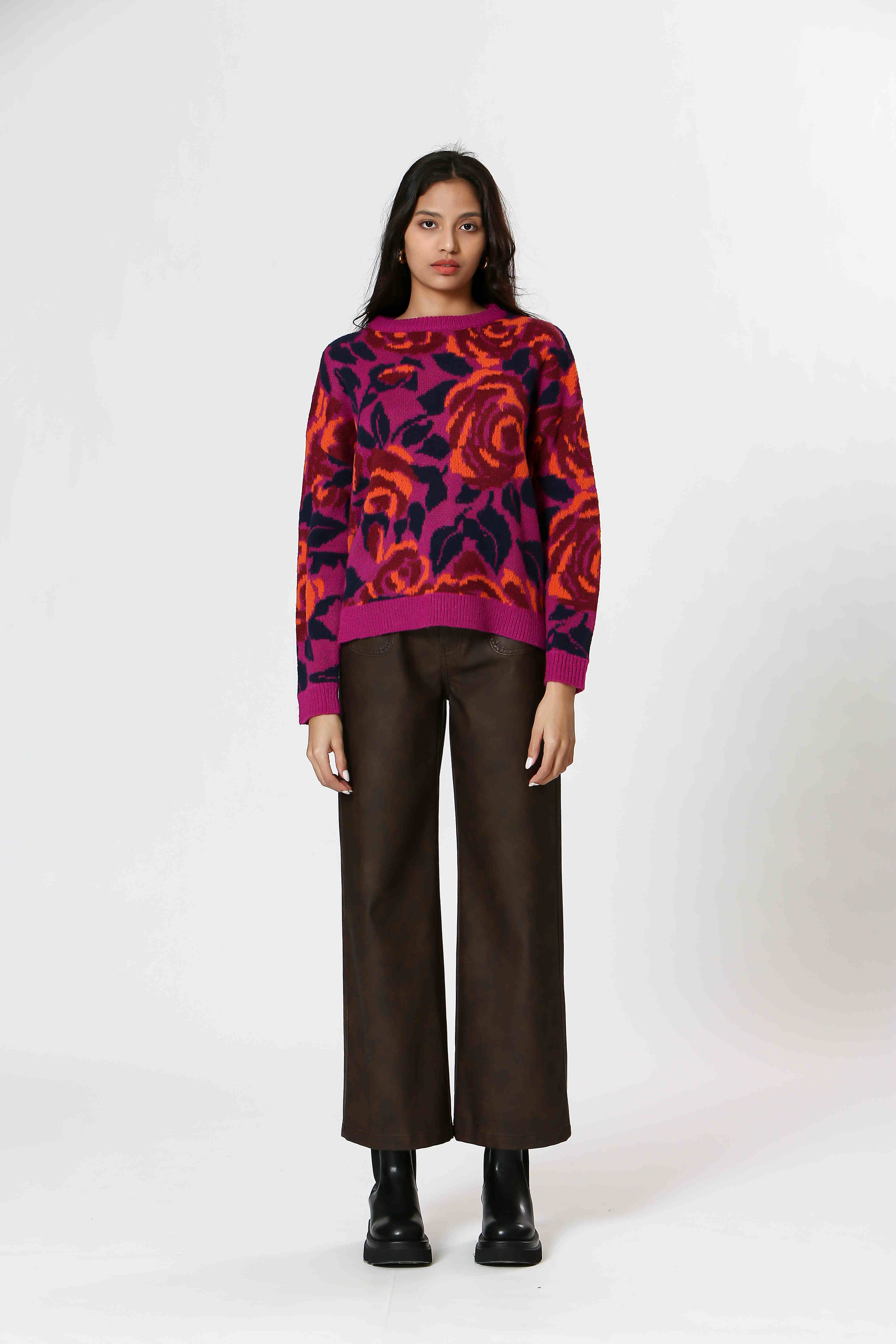 The Korner - USA - Vendita all'ingrosso Maglione tricot - Donna - T24203324 - Maglione da donna con stampa floreale1