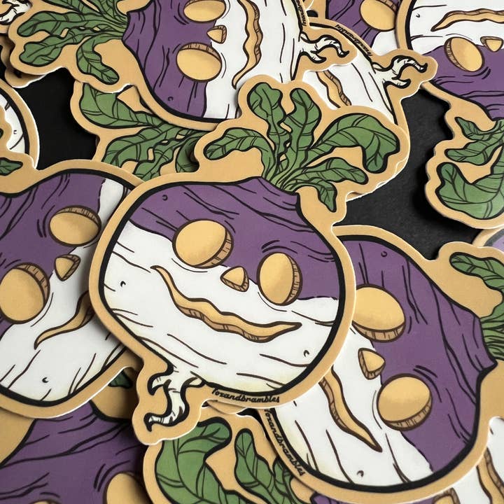 Fox and Brambles - Wholesale Sticker - Jack O’ Lantern Turnip Sticker. Vinyl Sticker. Vintage Hallo