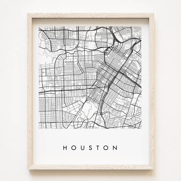 Turn-of-the-Centuries – Großhandel Kunstdruck – Kunstdruck auf der Karte von Houston, Texas City Lines