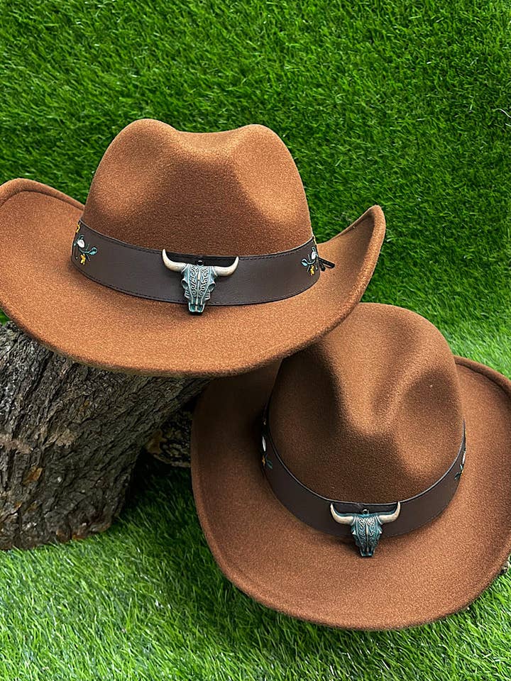 WOMAN Brown Hat with Embroidered Band. for wholesale by Kids Charm Online