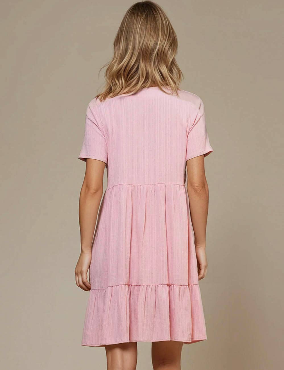 Sweetkama - Vente Robe – femme - Robe courte quotidienne à manches courtes et col en V22