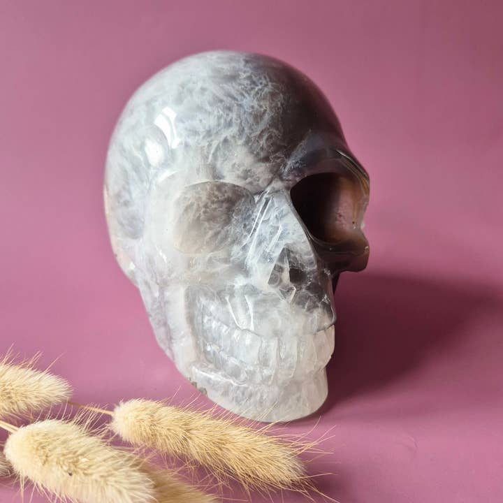 XXL Gemstone Skull Druzy Gray Agate Skull #3 - 17cm 2270gram Skull for wholesale by Moonlight Gemstones