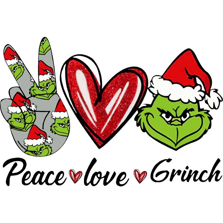 Peace Love Grinch DTF Print for wholesale by ROTD Crafter's Corner