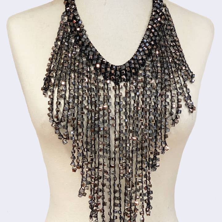 Jianhui London – wholesale Stora halsband – 6 x 6 Crystal Frans Halsband - Lång Tassle4