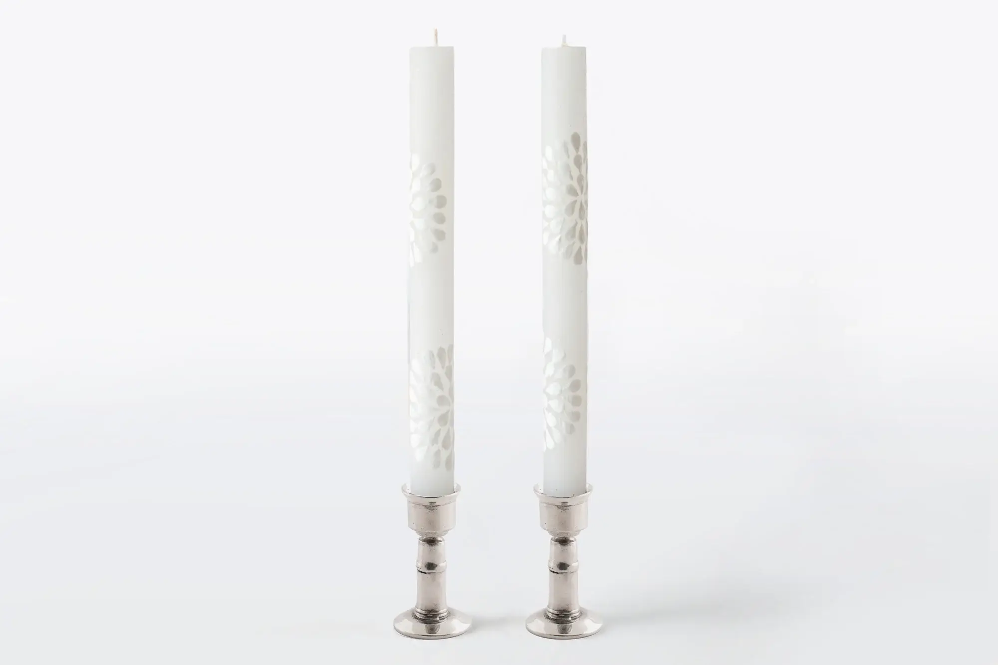 Thumbprint Artifacts - Wholesale Tapered Candle/Candlestick - White on White Candle0
