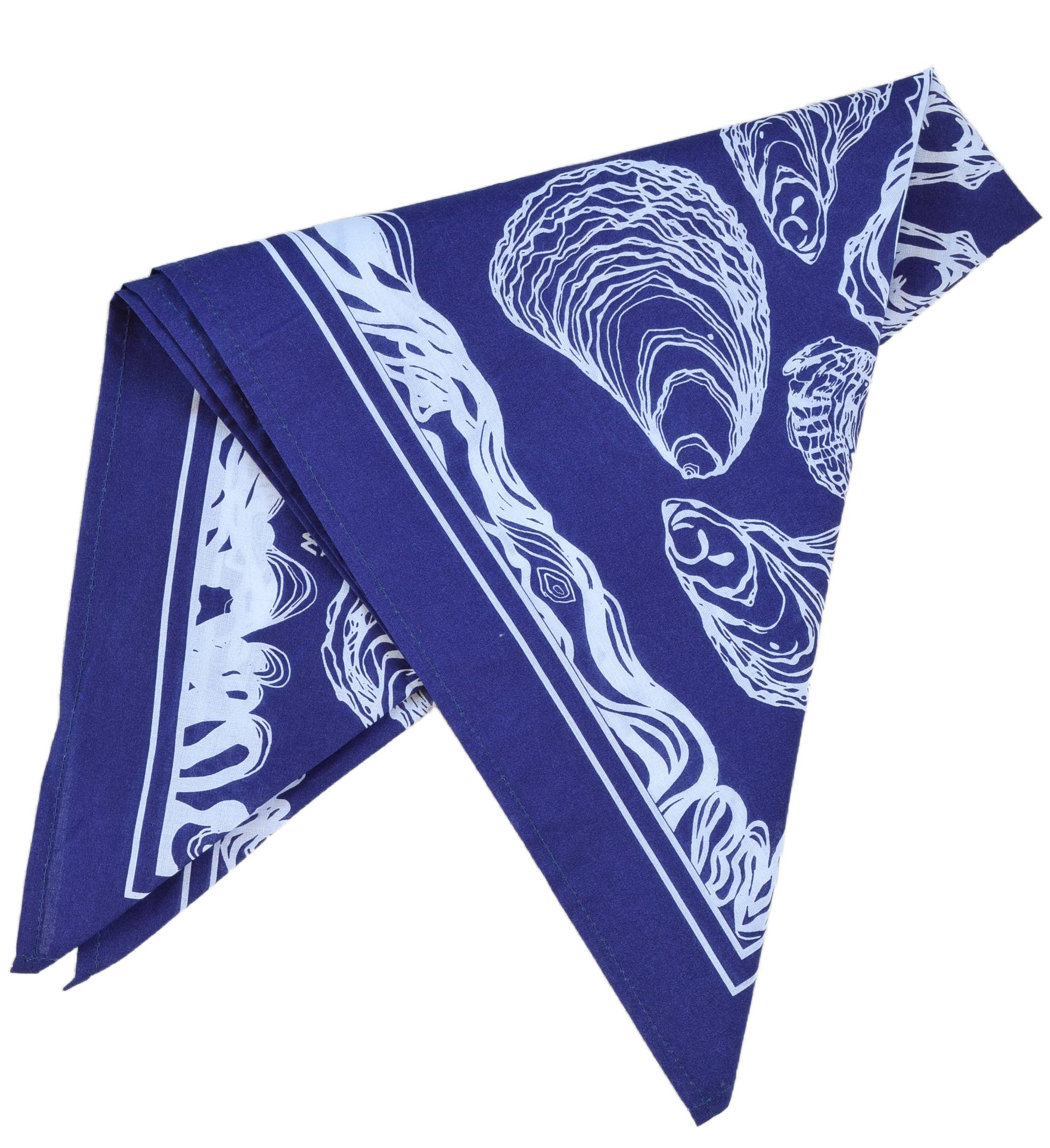Hearth and Harrow - Wholesale Bandana - Unisex - Oyster Bandana - 100% Cotton - Hand Printed - Royal Blue4