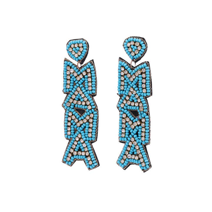 Urbanista Outlet - Wholesale Dangle Earrings - Letter Mama Beaded Drop Earrings