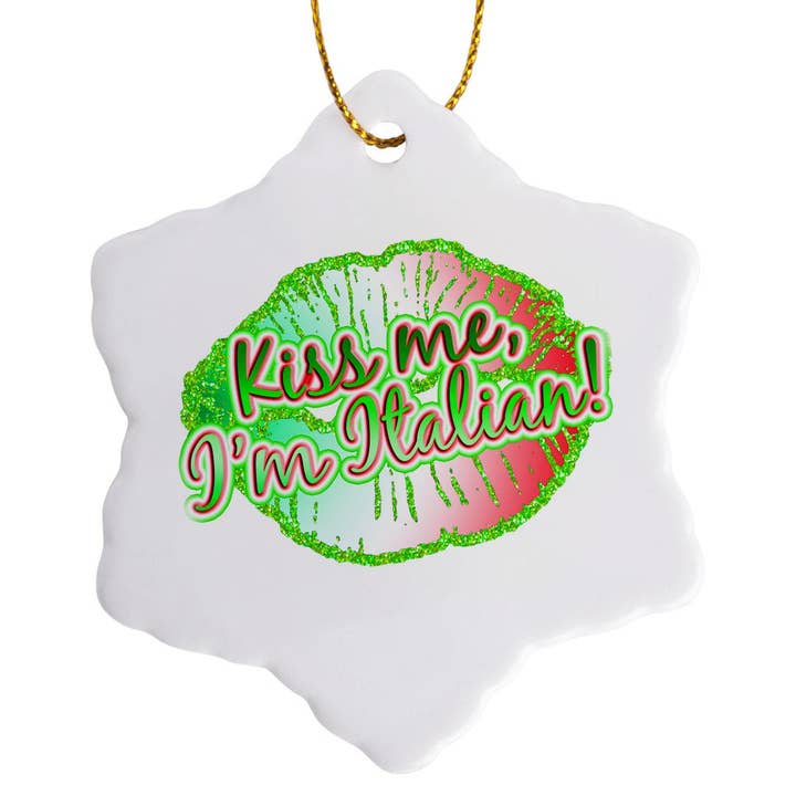 3dRose - Wholesale Ornament - 3dRose, Kiss Me Im Italian Faux Printed Glitter Lips, Ornament7