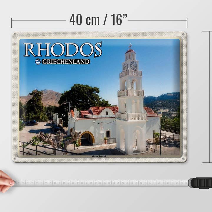 Femer – wholesale Sign – Tin sign travel 40x30 cm Rhodes Greece monastery Tsambika decoration