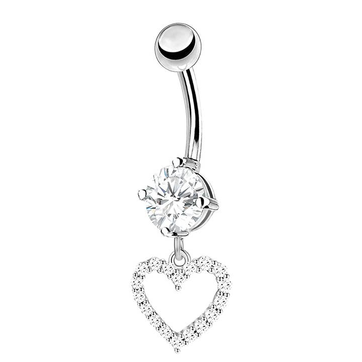 AMORINO SRL – wholesale Belly ring – ZIRCONIA BANANA PIERCING WITH HEART PENDANT -JQ1000B107