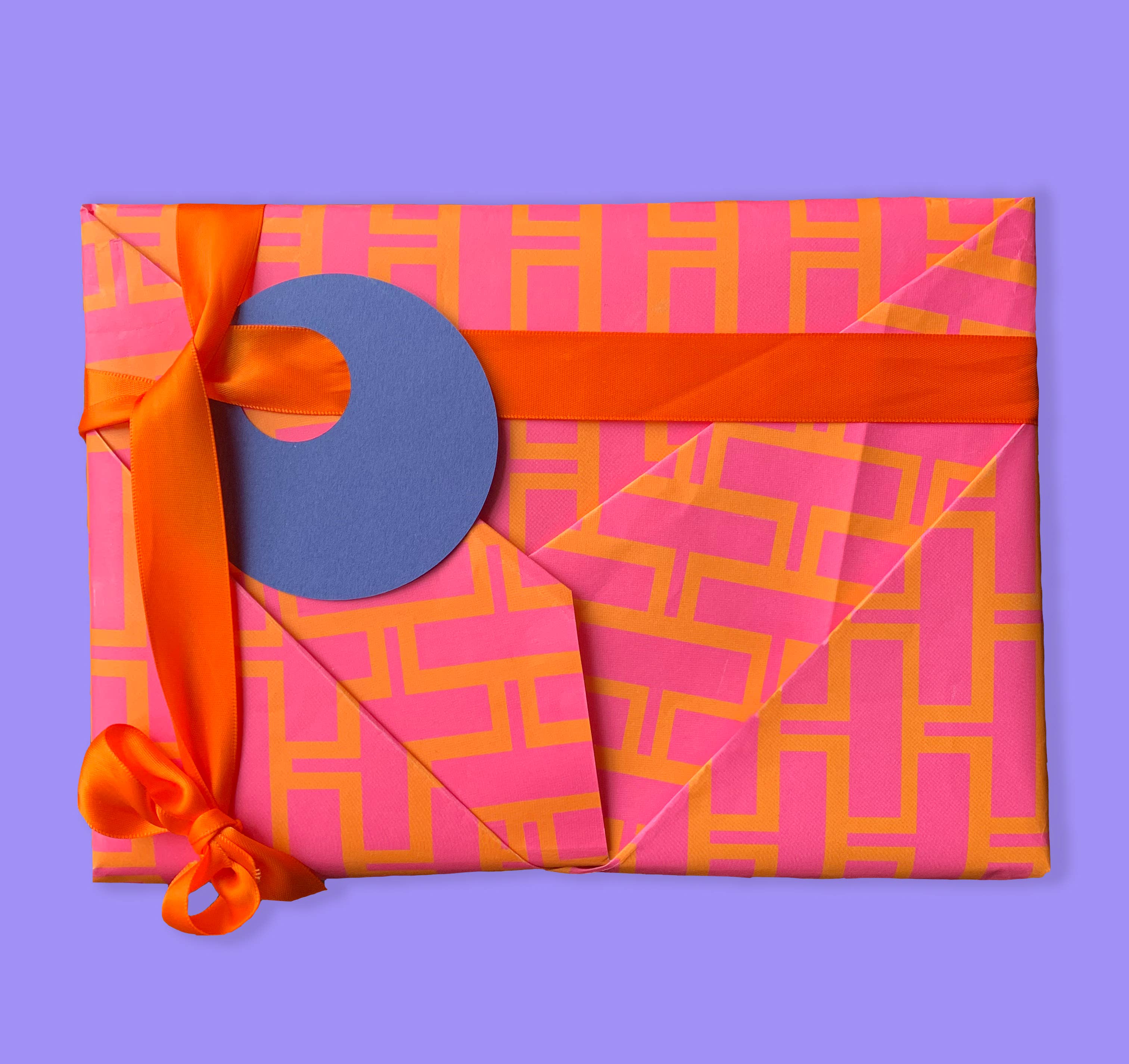 TenTa - Wholesale Wrapping Paper Roll - Pink & Orange Brick Geometric Retro Wrapping Paper 2