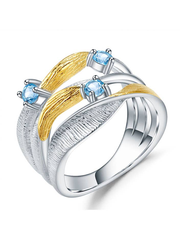 Clatto Sterling Silver Gold Vermeil Topaz Ring for wholesale by Janus