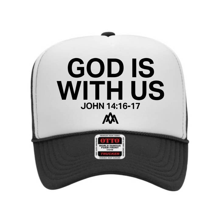 Malta Apparel LLC - Wholesale Trucker hat – Unisex - God is With Us Foam Trucker - Black/White1