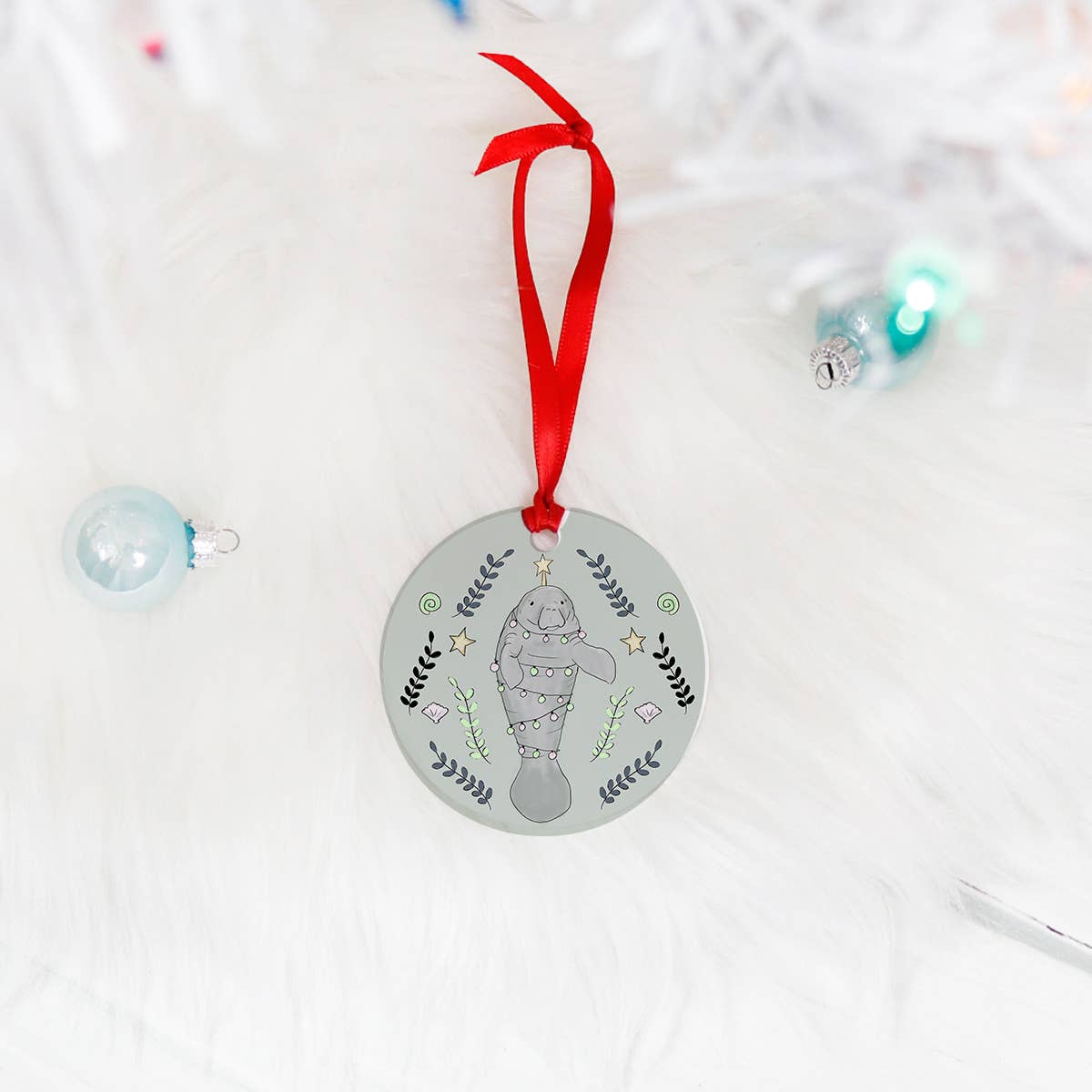 Laura K Maxwell - Wholesale Ornament - Merry Manatee Christmas Ornament1