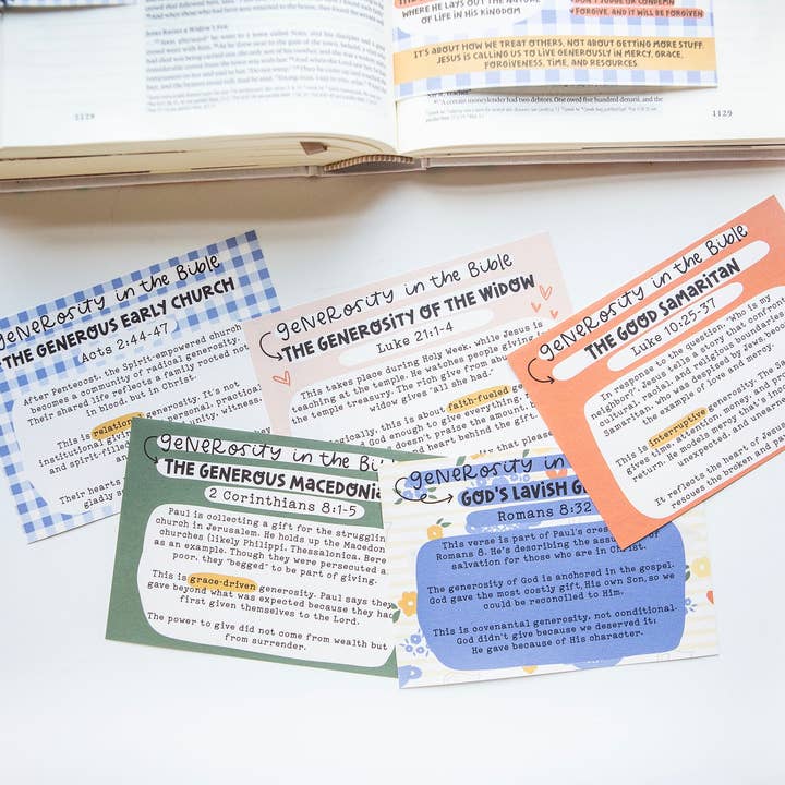 Generosity in the Bible Mini Tip-in Sheet Bundle (Set of 5) for wholesale by Kingfolk Co