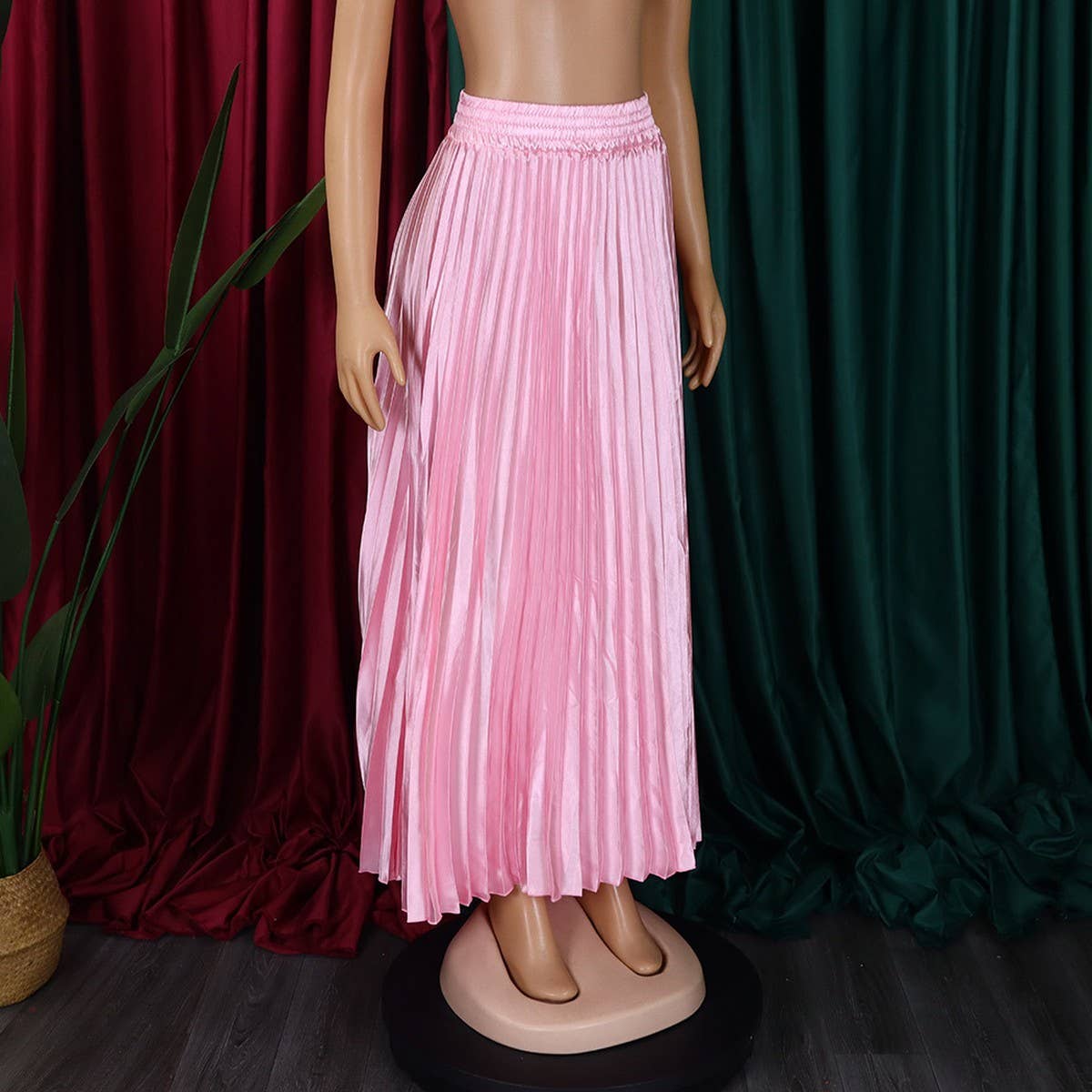 ACCITY - Wholesale Dress - Women's - PLUS SIZE MID-HIGH WAIST PLEATED LONG SKIRT_CWDMD367611