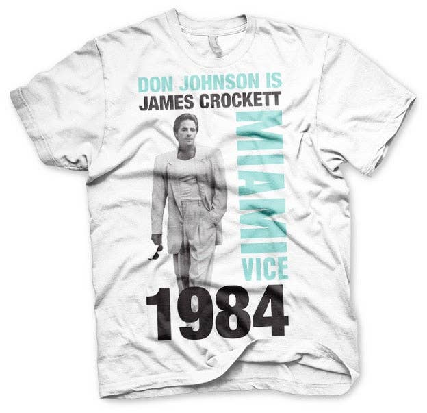White Don Johnson Ice Crockett T-Shirt for wholesale on Faire0