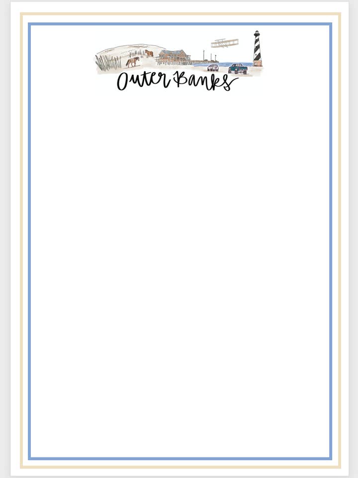 Outer Banks, North Carolina OBX Skyline Notepad voor wholesale door Thirteenwinks