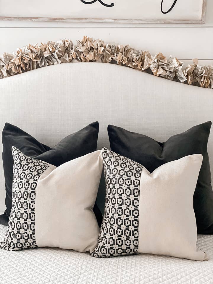 Funda de almohada estampada en negro y beige de 20 x 20 para venta al por mayor de Orange Grove Home